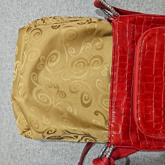 Vintage Brighton Red Croc Embossed Leather Handbag - Picture 14 of 16